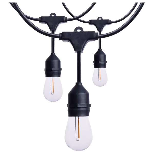 60 Foot LED String Light - 24-S14 Lamps - Medium Base - 2200K CCT - Black - Image 2