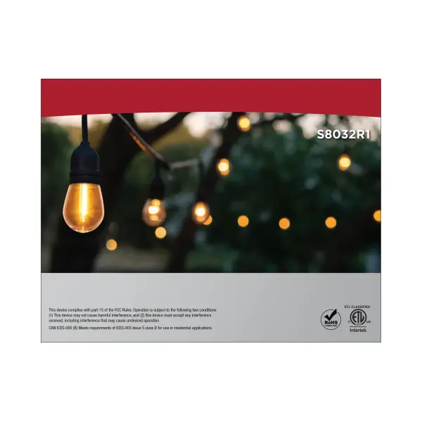 60 Foot LED String Light - 24-S14 Lamps - Medium Base - 2200K CCT - Black - Image 11