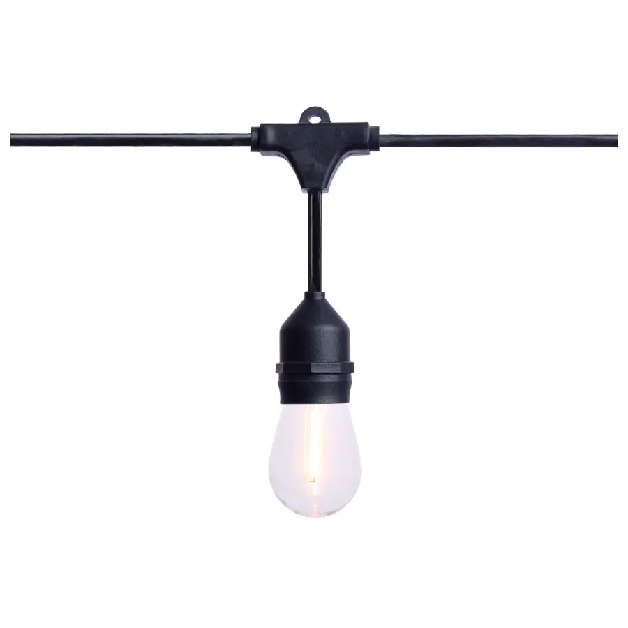 60 Foot LED String Light - 24-S14 Lamps - Medium Base - 2200K CCT - Black - Image 4