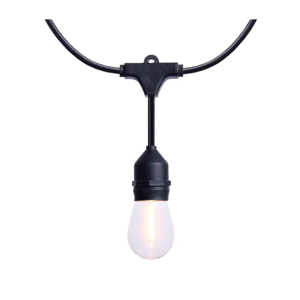 60 Foot LED String Light - 24-S14 Lamps - Medium Base - 2200K CCT - Black - Image 5