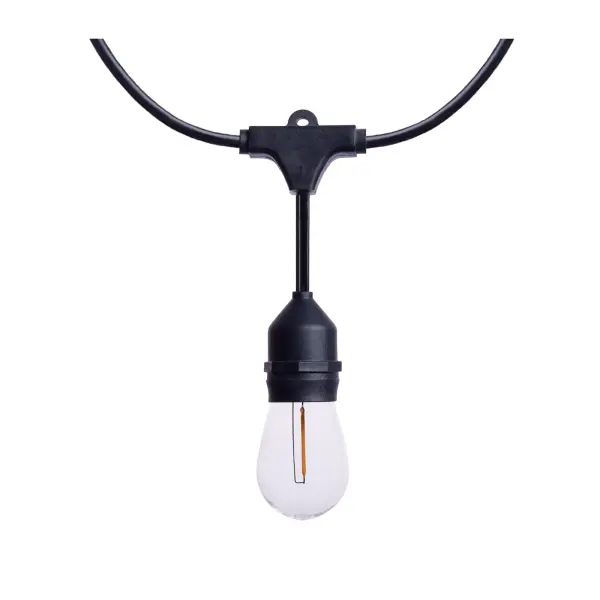 60 Foot LED String Light - 24-S14 Lamps - Medium Base - 2200K CCT - Black - Image 6