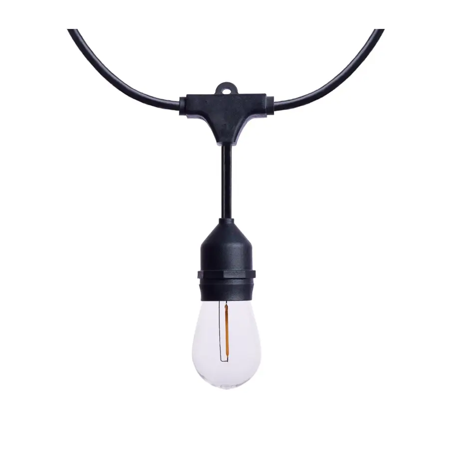 60 Foot LED String Light - 24-S14 Lamps - Medium Base - 2200K CCT - Black - Image 6