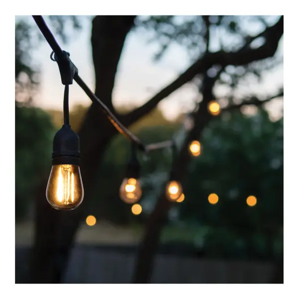 60 Foot LED String Light - 24-S14 Lamps - Medium Base - 2200K CCT - Black - Image 7