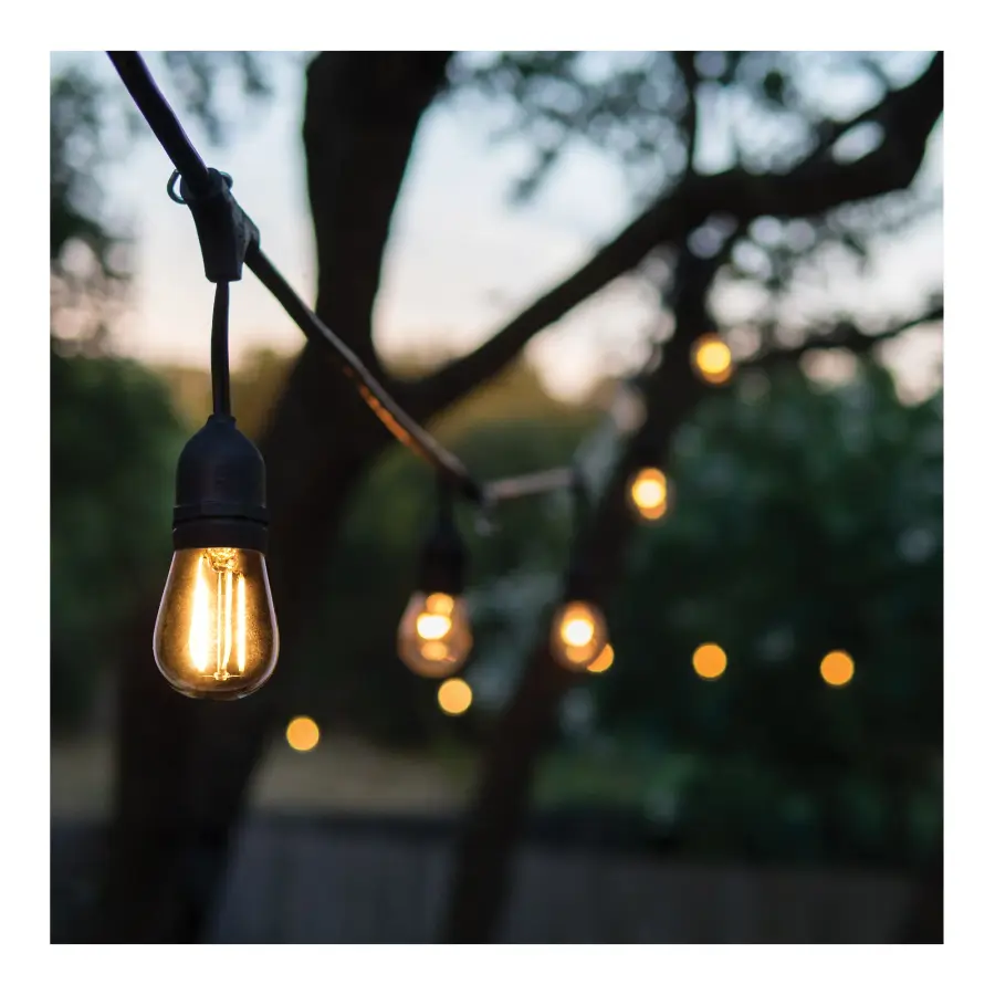 60 Foot LED String Light - 24-S14 Lamps - Medium Base - 2200K CCT - Black - Image 7