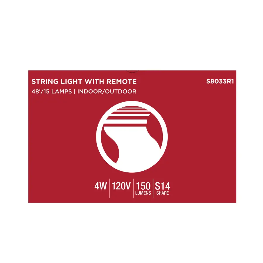 48 Foot LED String Light - 15-S14 Lamps - Medium Base - RGBTW - Infrared Remote - Black - 120 Volt - Image 14
