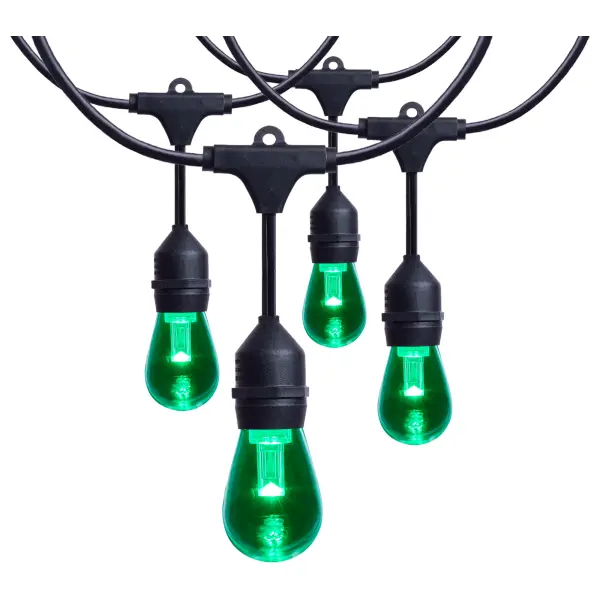 48 Foot LED String Light - 15-S14 Lamps - Medium Base - RGBTW - Infrared Remote - Black - 120 Volt - Image 6