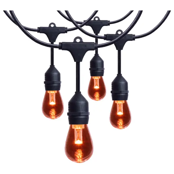 48 Foot LED String Light - 15-S14 Lamps - Medium Base - RGBTW - Infrared Remote - Black - 120 Volt - Image 8