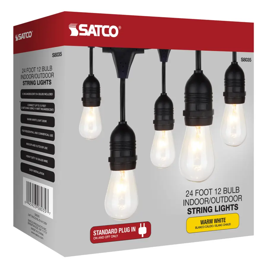 24Ft - Incandescent String Light - Includes 12-S14 bulbs - 120 Volts - Image 11