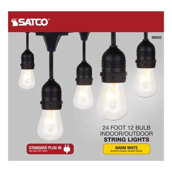 24Ft - Incandescent String Light - Includes 12-S14 bulbs - 120 Volts - Image 6
