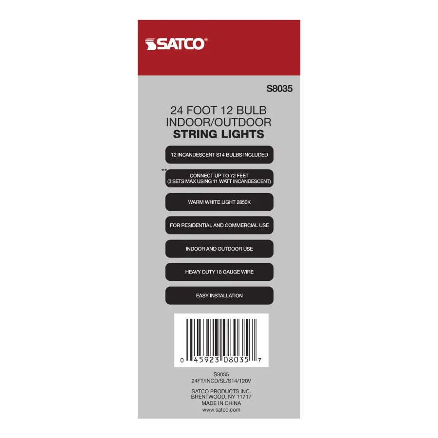 24Ft - Incandescent String Light - Includes 12-S14 bulbs - 120 Volts - Image 9