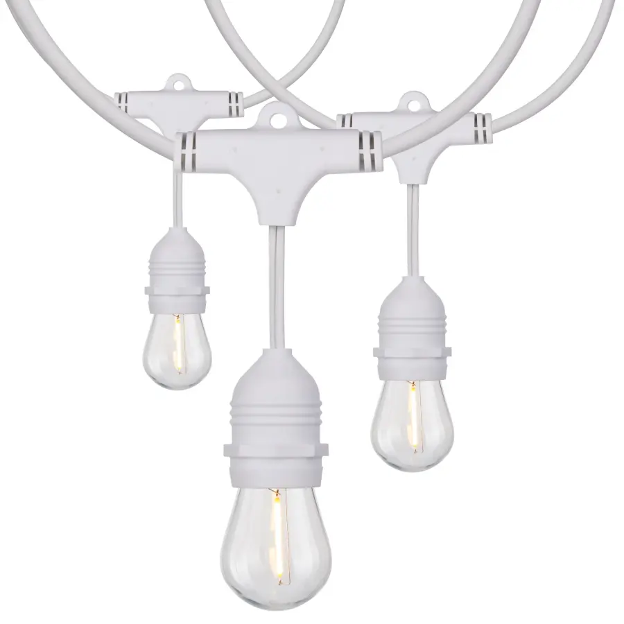 24Ft - LED String Light - Includes 12-S14 bulbs - 2200K - White Cord - Image 1