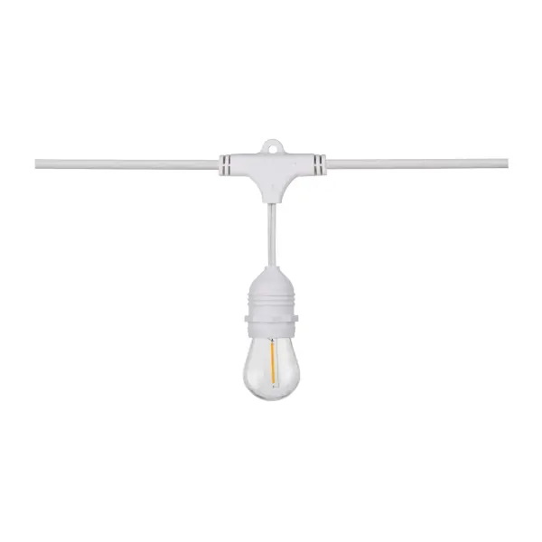Create a classic look with Satco's new energy saving LED string lights. This 24 foot LED decorative string light will transform any space into a stylish evening experience. Each strand includes 12 energy efficient, vintage style Edison LED light bulbs which deliver a perfect warm glow and old-world charm in a thoroughly modern design. Featuring a heavy duty, weatherproof cord with slots for easy bulb installation, these portable lights are versatile and can be used to illuminate any number of areas both inside or outside your home. - alternate view