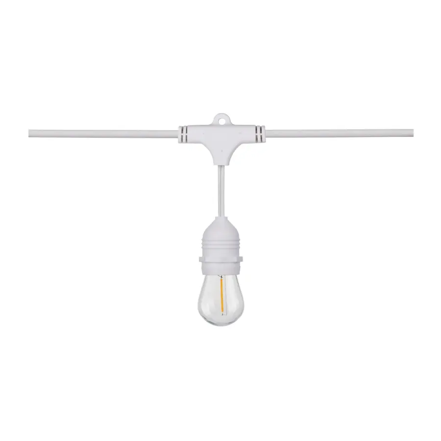 24Ft - LED String Light - Includes 12-S14 bulbs - 2200K - White Cord - Image 2