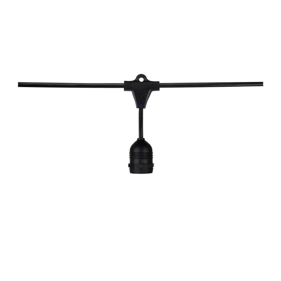 24Ft - LED String Light - 12 Socketed Black Cord and Plug Only - Image 1