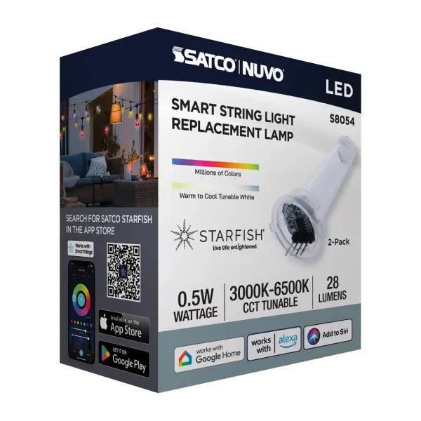 Starfish - 0.5 Watt LED String Light Replacement Lamp - S14 - 4-Pin Base - RGBTW - Clear - 12-24 Volt - 2-Pack - Image 8