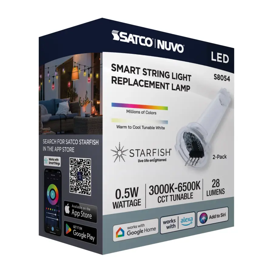 Starfish - 0.5 Watt LED String Light Replacement Lamp - S14 - 4-Pin Base - RGBTW - Clear - 12-24 Volt - 2-Pack - Image 8