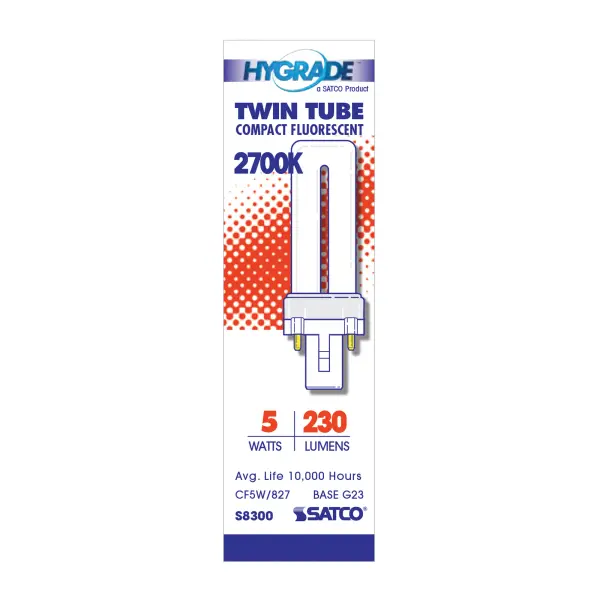5 Watt - pin-based Compact Fluorescent - 2700K - 82 CRI - G23 base - alternate view