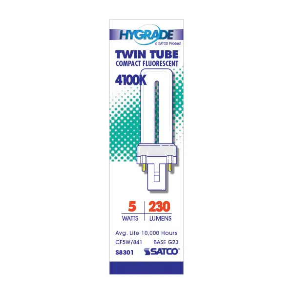 5 Watt - pin-based Compact Fluorescent - 4100K - 82 CRI - G23 base - alternate view
