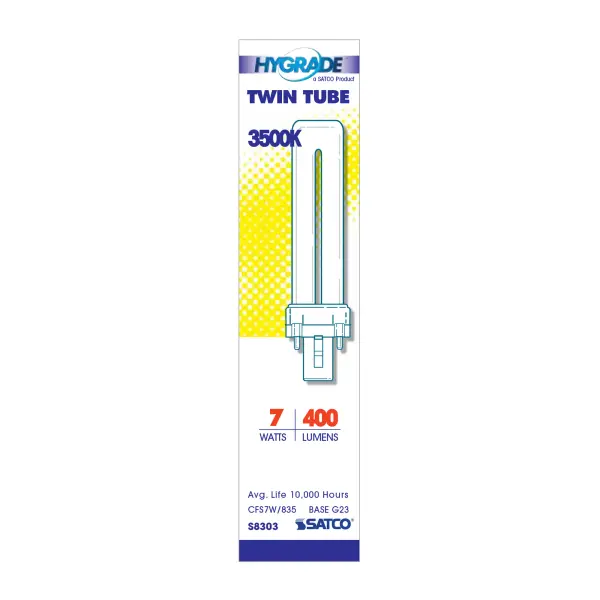 7 Watt - pin-based Compact Fluorescent - 3500K - 82 CRI - G23 base - alternate view