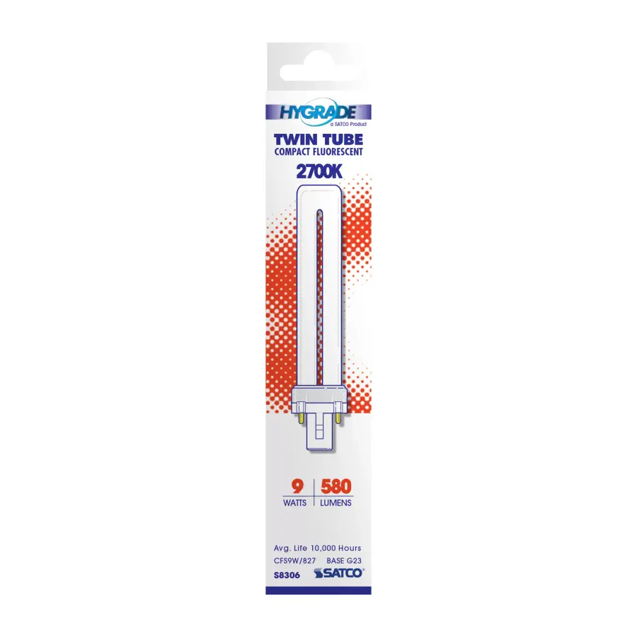 9 Watt - pin-based Compact Fluorescent - 2700K - 82 CRI - G23 base - Image 2