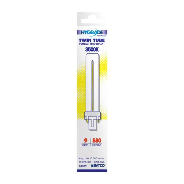 9 Watt - pin-based Compact Fluorescent - 3500K - 82 CRI - G23 base - Image 3