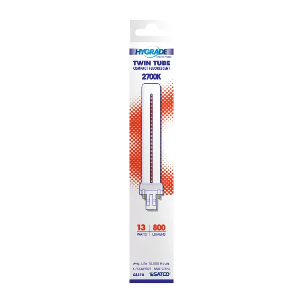 13 Watt - pin-based Compact Fluorescent - 2700K - 82 CRI - GX23 base - alternate view
