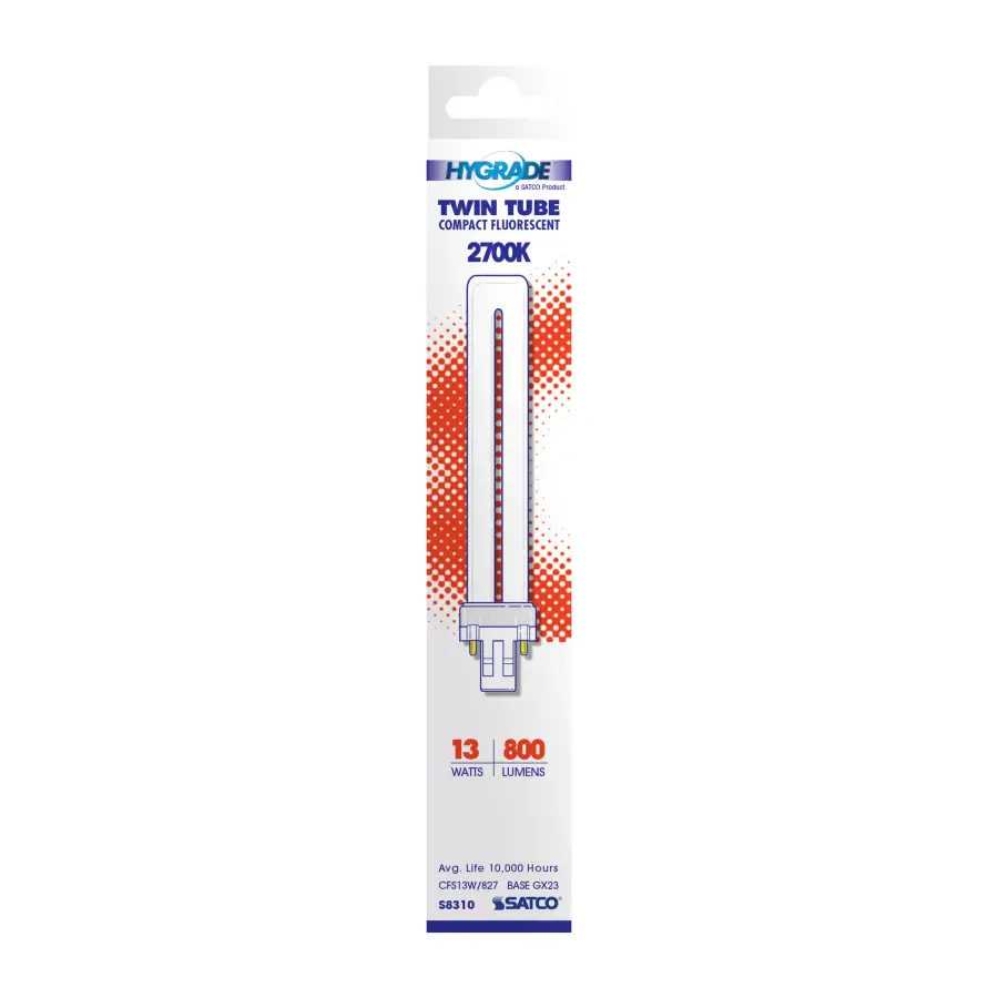 13 Watt - pin-based Compact Fluorescent - 2700K - 82 CRI - GX23 base - Image 2