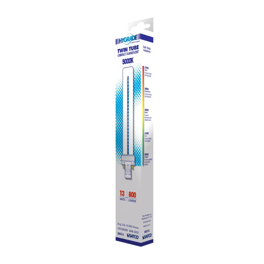 13 Watt - pin-based Compact Fluorescent - 5000K - 82 CRI - GX23 base - Image 6