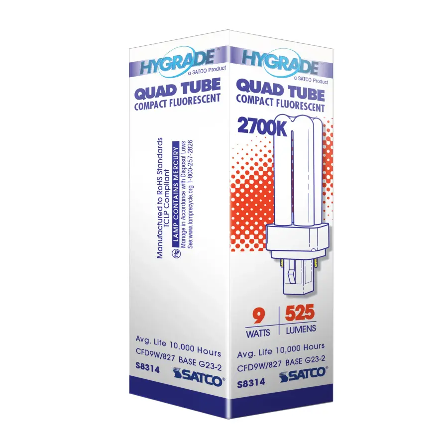 9 Watt - pin-based Double Twin Compact Fluorescent - 2700K - 82 CRI - G23-2 base - Image 7