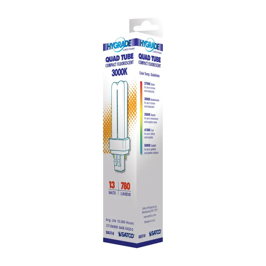 13 Watt - pin-based Compact Fluorescent - 3000K - 82 CRI - GX23-2 base - Image 6