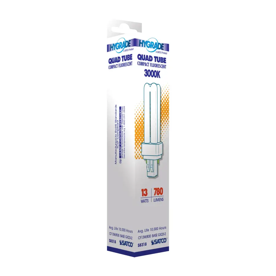 13 Watt - pin-based Compact Fluorescent - 3000K - 82 CRI - GX23-2 base - Image 7