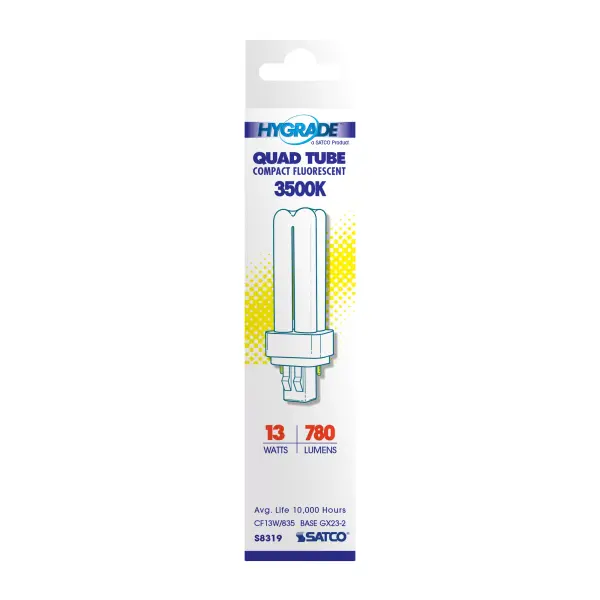 13 Watt - pin-based Compact Fluorescent - 3500K - 82 CRI - GX23-2 base - alternate view