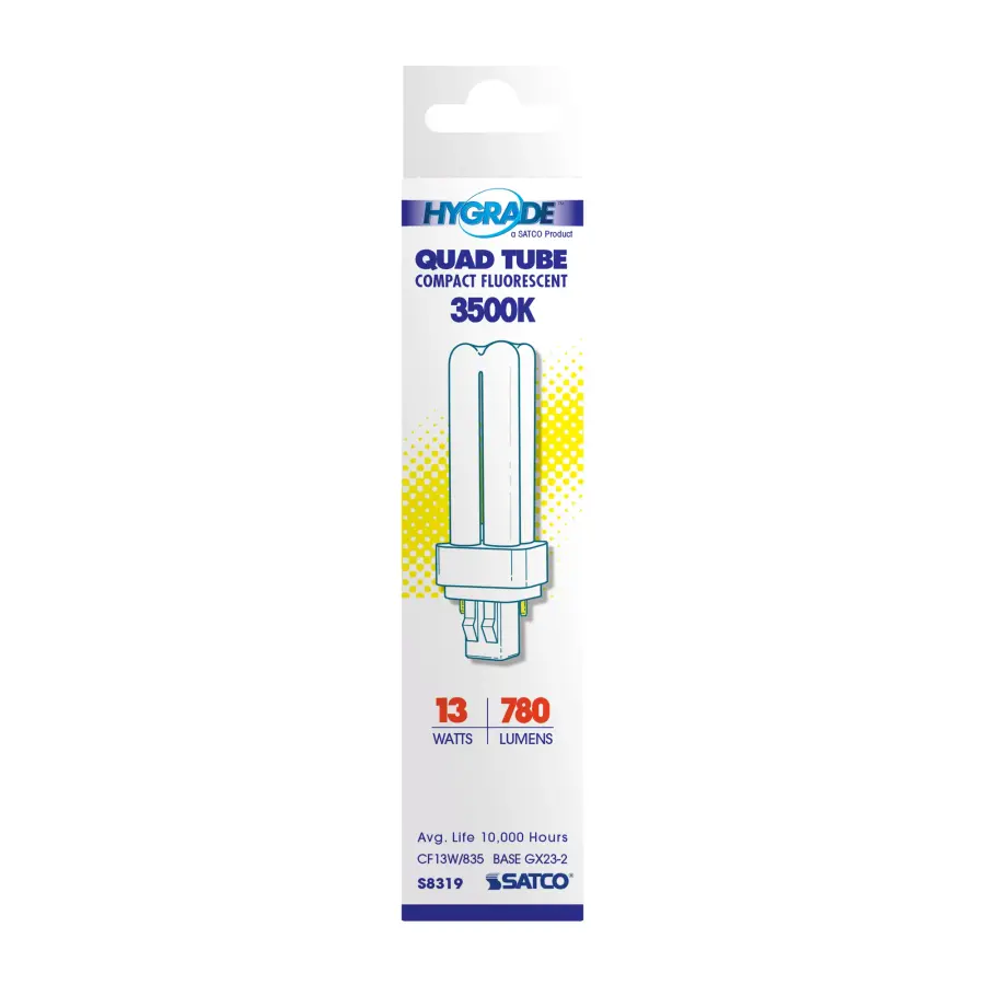 13 Watt - pin-based Compact Fluorescent - 3500K - 82 CRI - GX23-2 base - Image 2
