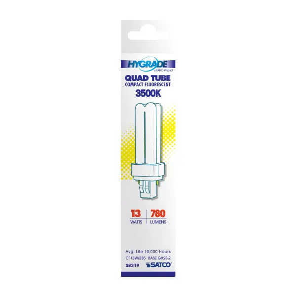 13 Watt - pin-based Compact Fluorescent - 3500K - 82 CRI - GX23-2 base - Image 3