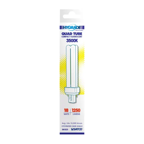 18 Watt - pin-based Compact Fluorescent - 3500K - 82 CRI - G24d-2 base - Image 3