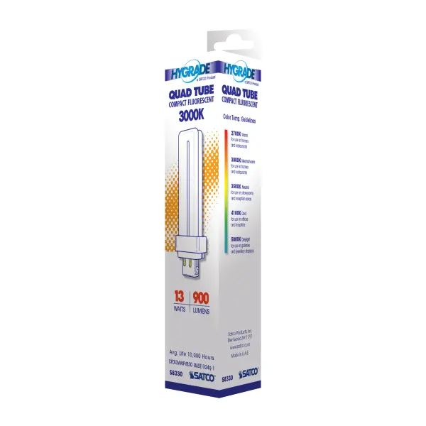 13 Watt - pin-based Compact Fluorescent - 3000K - 82 CRI - G24Q-1 (4-Pin) base - Image 6