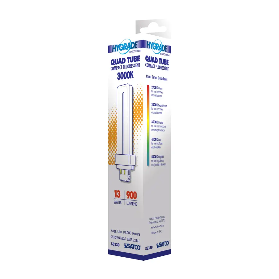 13 Watt - pin-based Compact Fluorescent - 3000K - 82 CRI - G24Q-1 (4-Pin) base - Image 6