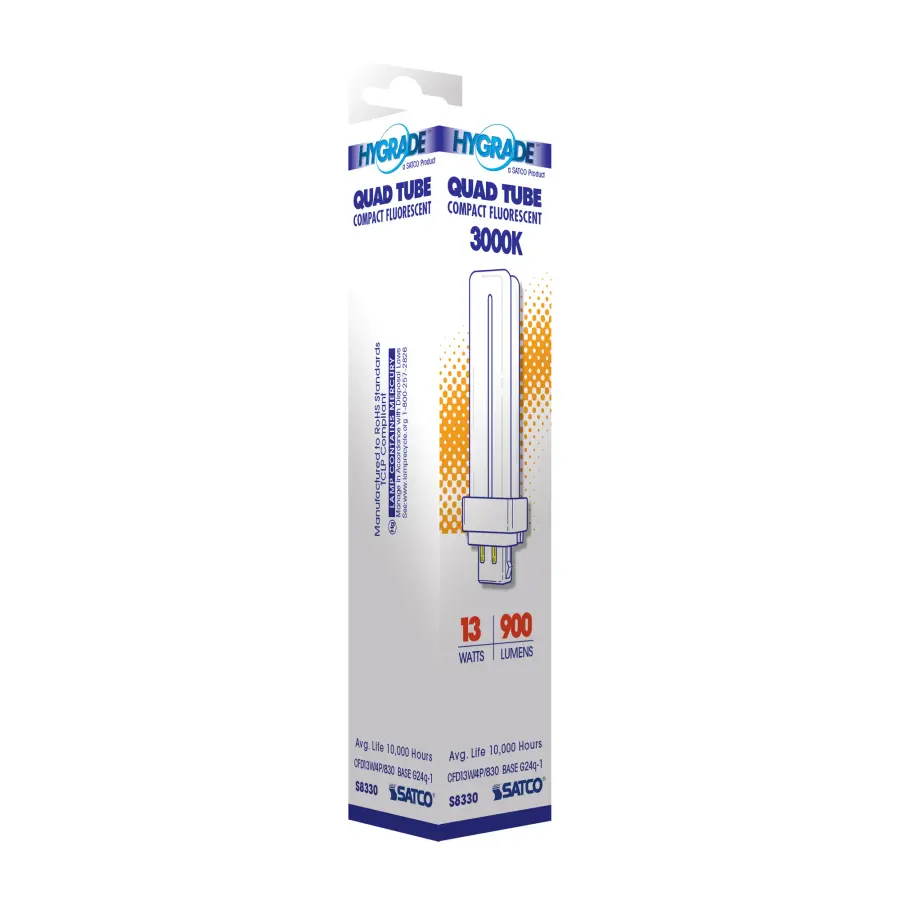 13 Watt - pin-based Compact Fluorescent - 3000K - 82 CRI - G24Q-1 (4-Pin) base - Image 7