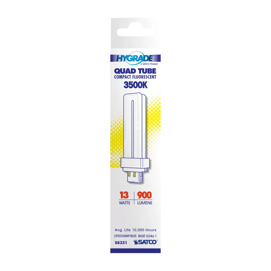 13 Watt - pin-based Compact Fluorescent - 3500K - 82 CRI - G24Q-1 (4-Pin) base - Image 2