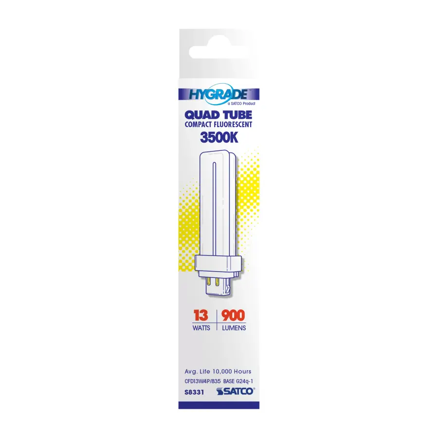 13 Watt - pin-based Compact Fluorescent - 3500K - 82 CRI - G24Q-1 (4-Pin) base - Image 3