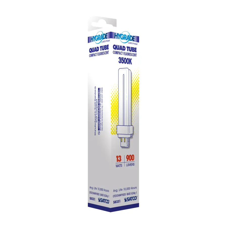 13 Watt - pin-based Compact Fluorescent - 3500K - 82 CRI - G24Q-1 (4-Pin) base - Image 7