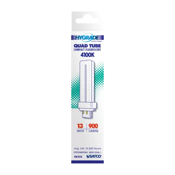 13 Watt - pin-based Compact Fluorescent - 4100K - 82 CRI - G24Q-1 (4-Pin) base - alternate view