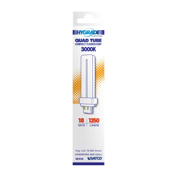 18 Watt - pin-based Compact Fluorescent - 3000K - 82 CRI - G24Q-2 (4-Pin) base - alternate view