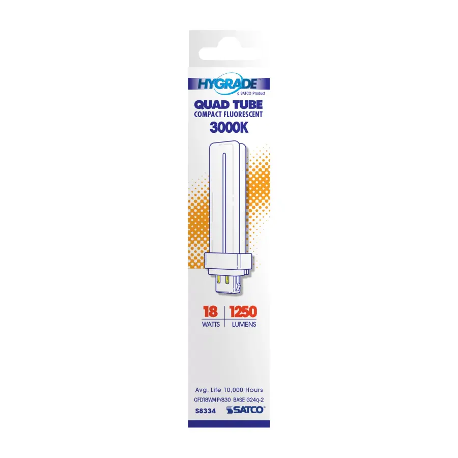 18 Watt - pin-based Compact Fluorescent - 3000K - 82 CRI - G24Q-2 (4-Pin) base - Image 2