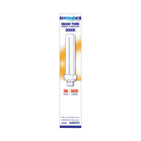 26 Watt - pin-based Compact Fluorescent - 3000K - 82 CRI - G24Q-3 (4-Pin) base - alternate view