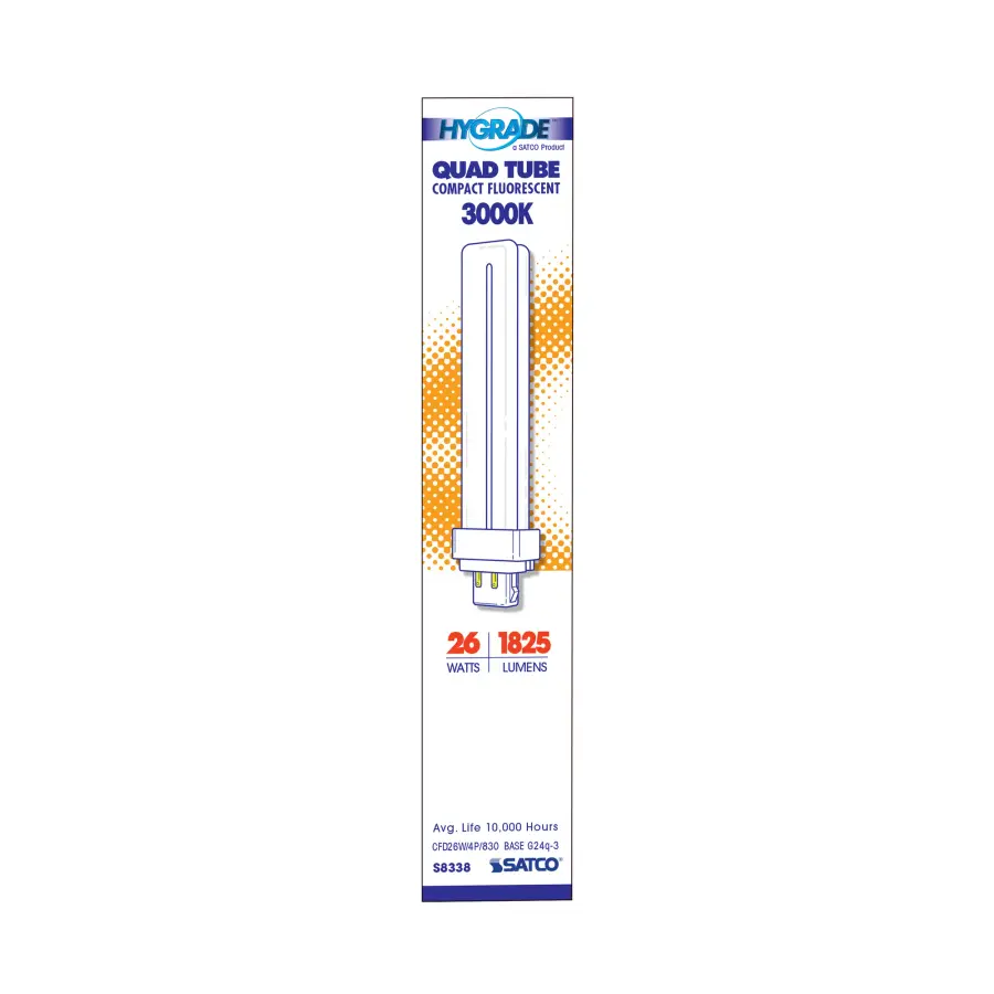 26 Watt - pin-based Compact Fluorescent - 3000K - 82 CRI - G24Q-3 (4-Pin) base - Image 3