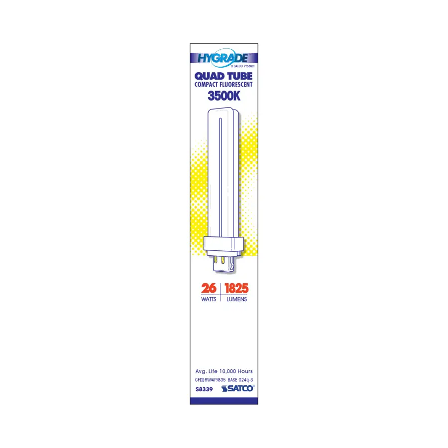 26 Watt - pin-based Compact Fluorescent - 3500K - 82 CRI - G24Q-3 (4-Pin) base - Image 2