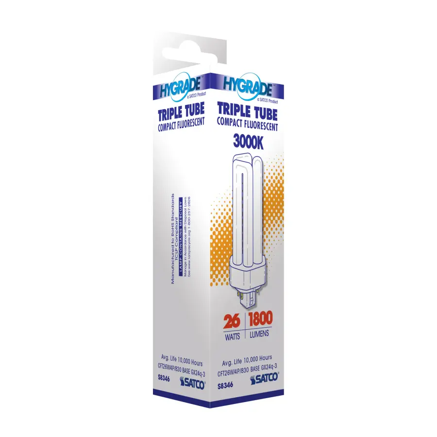 26 Watt - pin-based Compact Fluorescent - 3000K - 82 CRI - GX24q-3 (4-Pin) base - Image 7