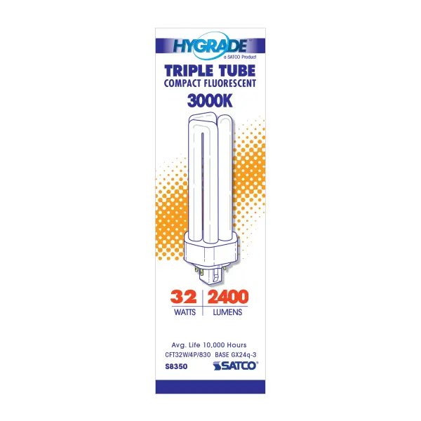 32 Watt - pin-based Compact Fluorescent - 3000K - 82 CRI - GX24q-3 (4-Pin) base - Image 3