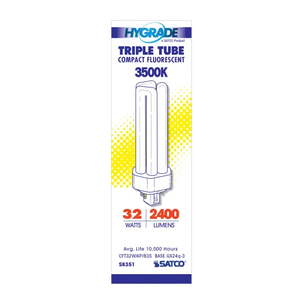 32 Watt - pin-based Compact Fluorescent - 3500K - 82 CRI - GX24q-3 (4-Pin) base - alternate view